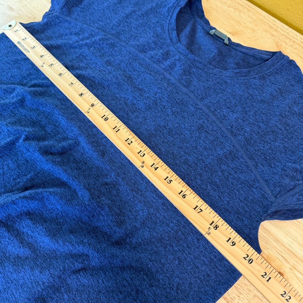 Oiselle Short Sleeve Running Top Blue Heather Size 12 Athletic Stretch Shirt - Picture 6 of 8